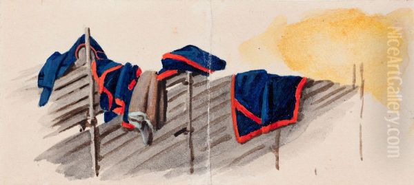 Aidalle ripustettuja vaatteita Oil Painting by Ferdinand von Wright