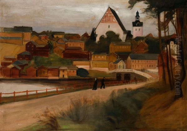 View of Porvoo Oil Painting by Magnus Enckell