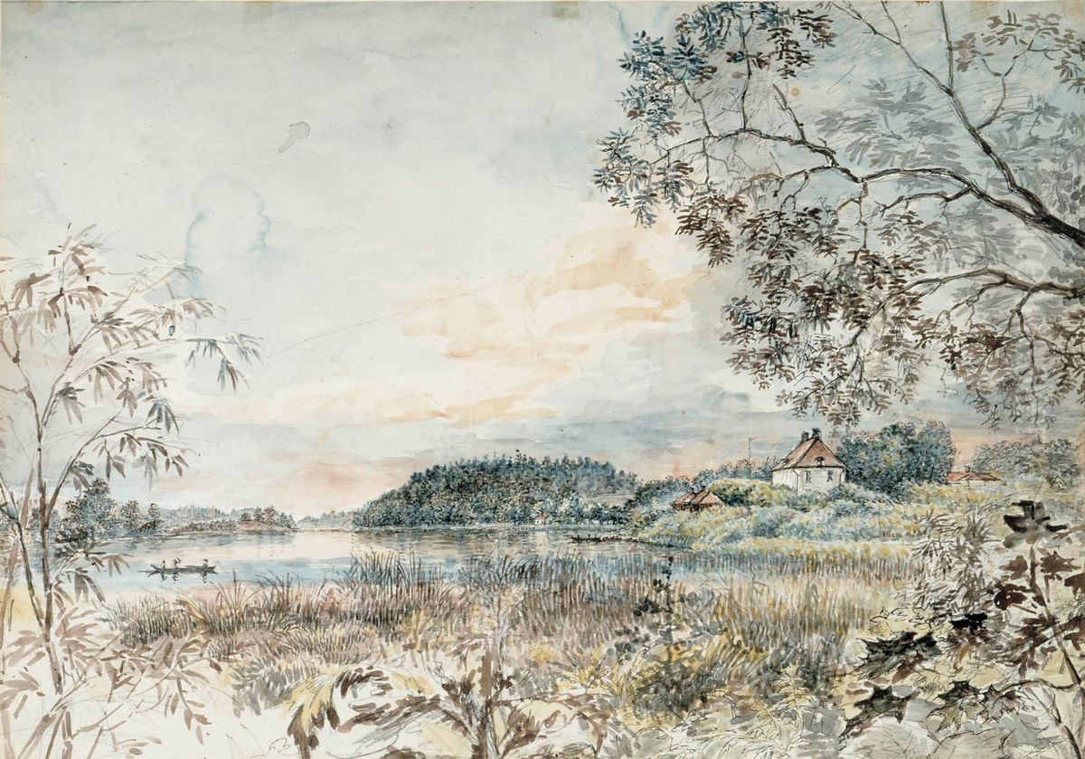 Landscape from Louhisaari, Study Oil Painting by Gustaf Wilhelm Finnberg