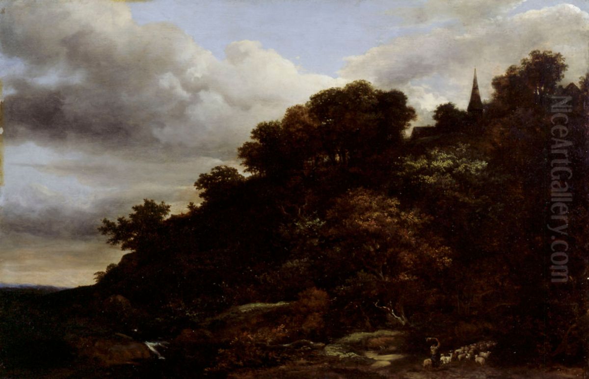 Landscape with Hill Oil Painting by Jacob Van Ruisdael