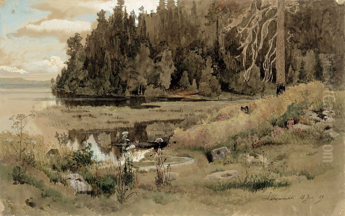 Rantamaisema Leppalahdelta Oil Painting by Werner Holmberg
