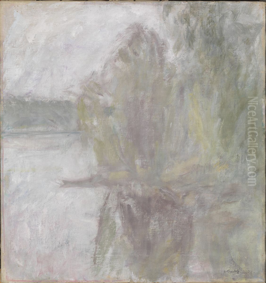 Lakeside Landscape Oil Painting by Ellen Thesleff