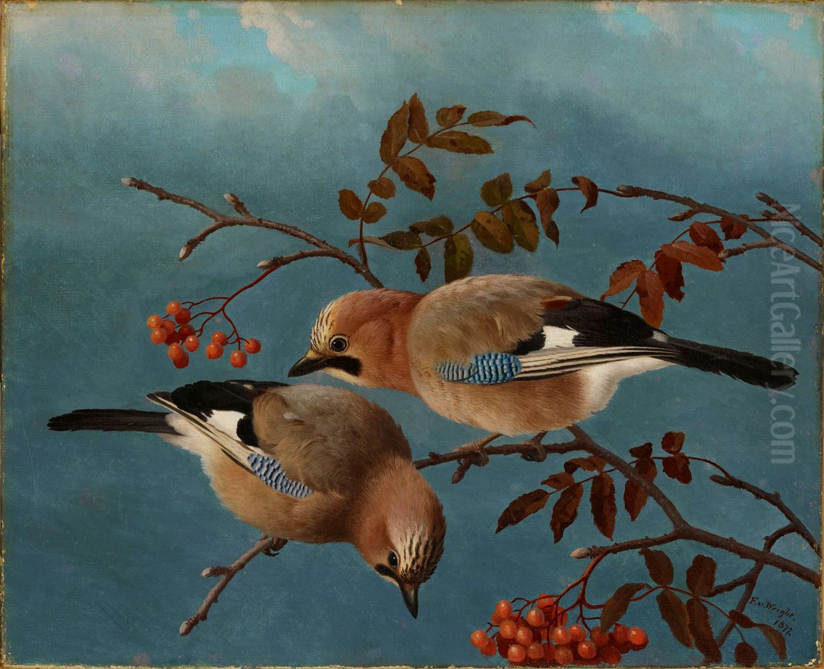 Jays Oil Painting by Ferdinand von Wright