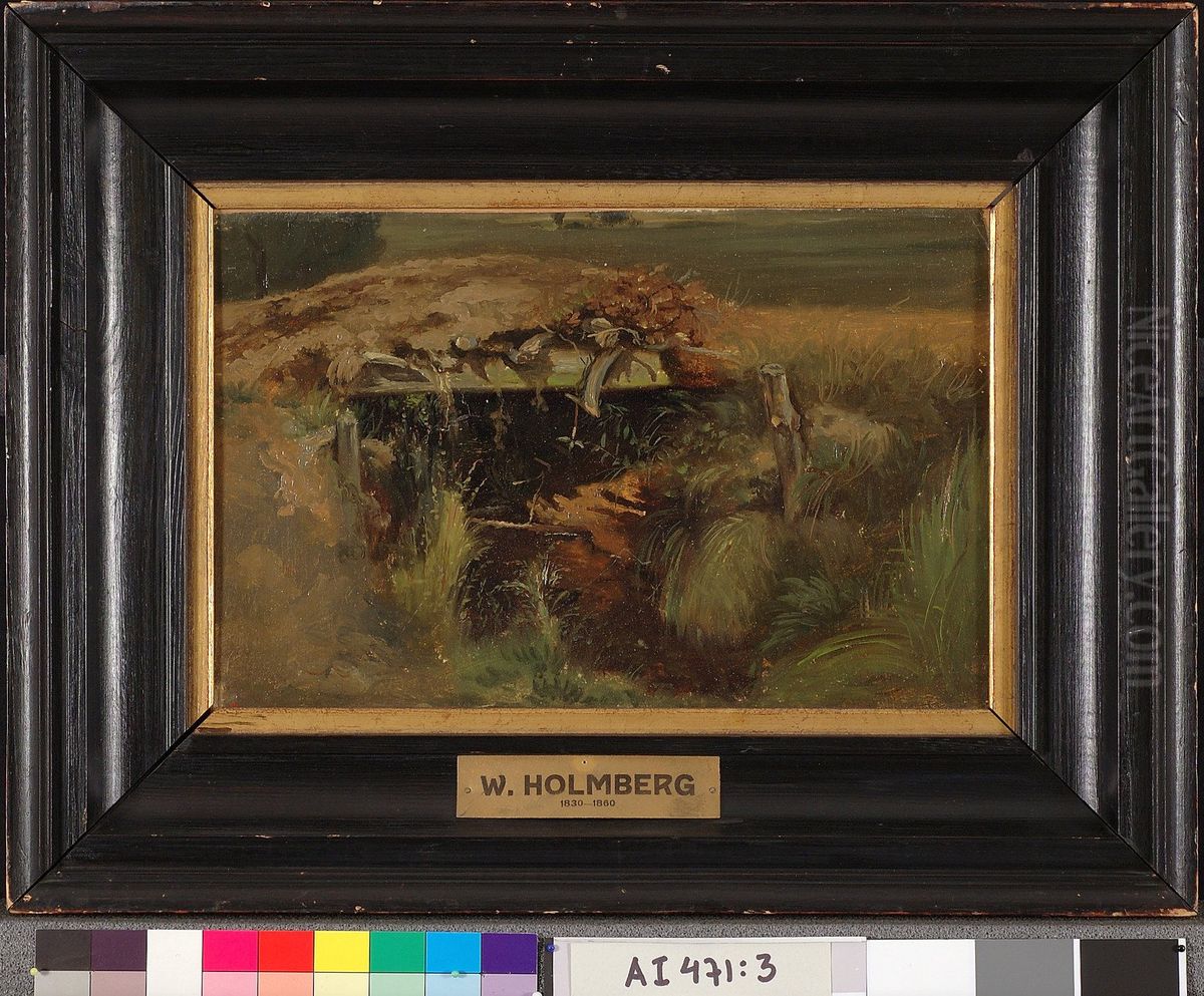 Ojan yli johtava silta, harjoitelma Oil Painting by Werner Holmberg