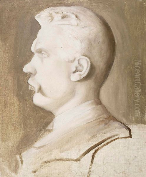 Albert Edelfelt (Ville Vallgrenin veistoksen mukaan) Oil Painting by Hugo Simberg