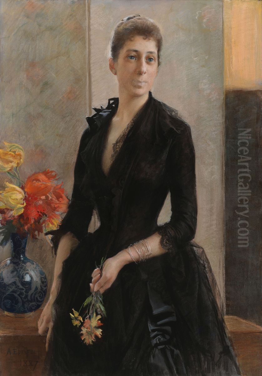 Portrait of Mme Weissgerber de Stragewicz, later Mme R. Berenger Oil Painting by Albert Edelfelt