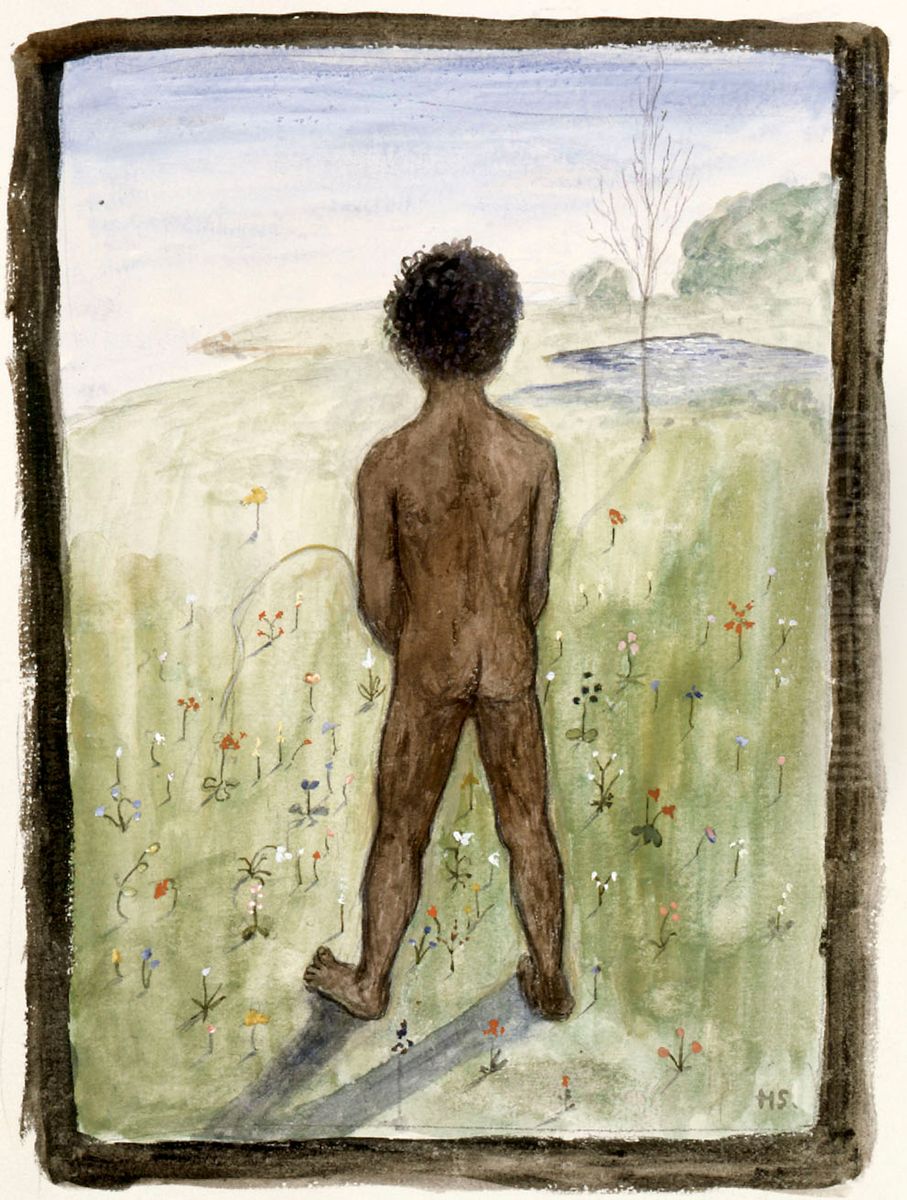 Black Boy on the Meadow Oil Painting by Hugo Simberg