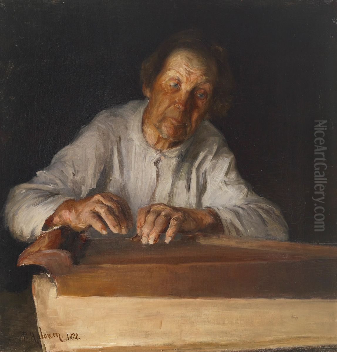 TheKantelePlayer Oil Painting by Pekka Halonen