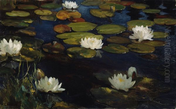 Nackrosor, studie till Ynglingen och sjojungrun ; Nackrosor Oil Painting by Albert Edelfelt