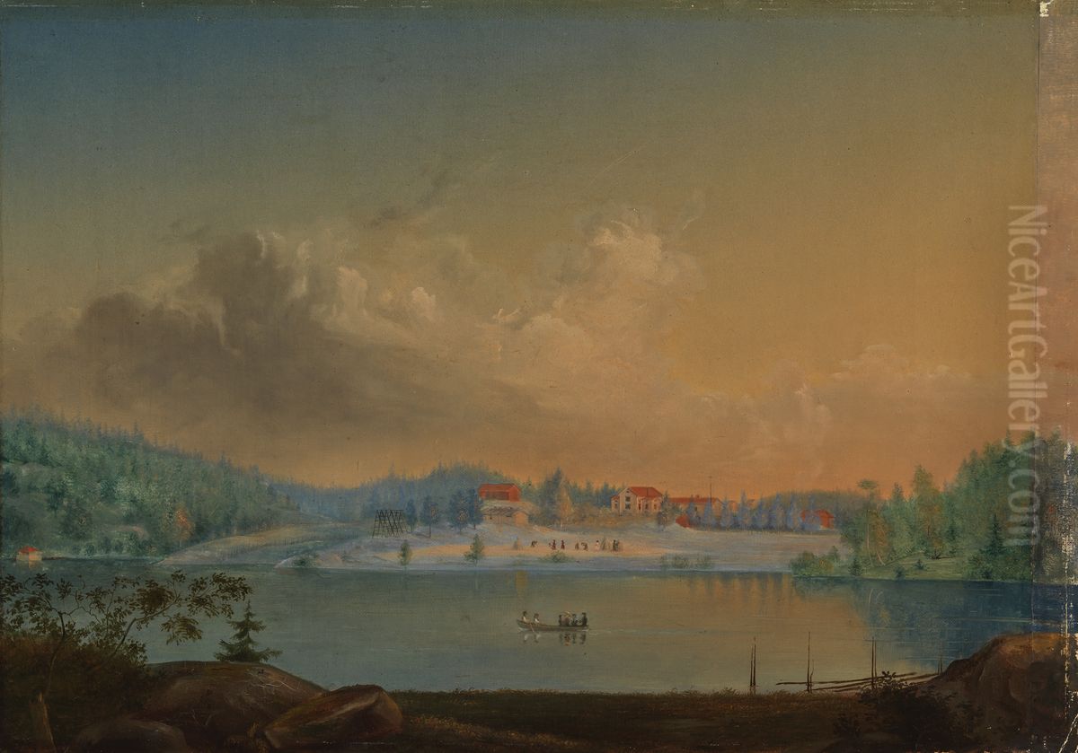Stormsin eli Degervikin kruununvirkataloKirkkonummella Oil Painting by Werner Holmberg