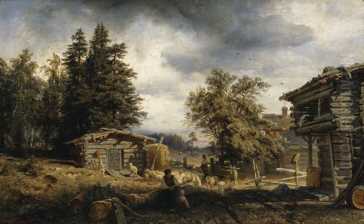 Cottage in Kuru Oil Painting by Werner Holmberg