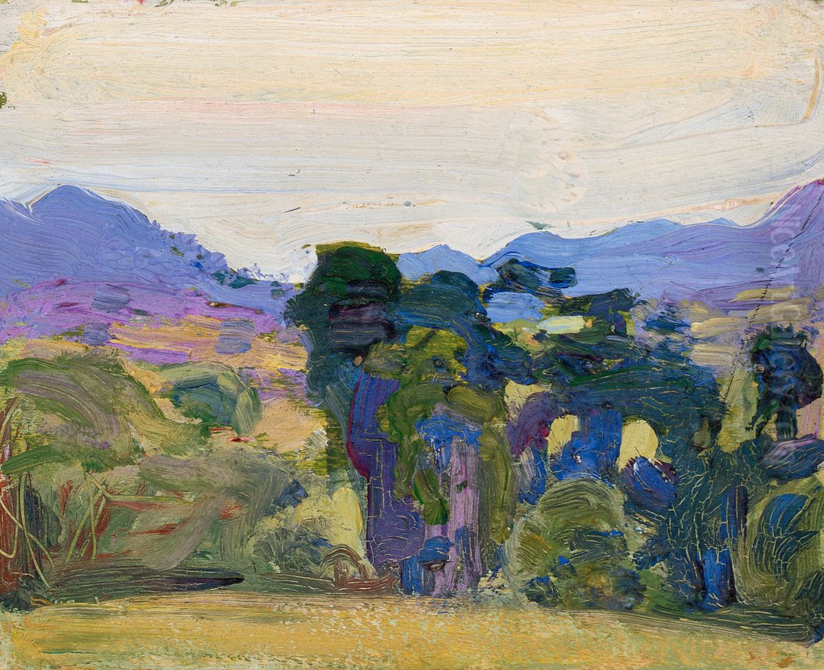 River Valley Oil Painting by Akseli Valdemar Gallen-Kallela