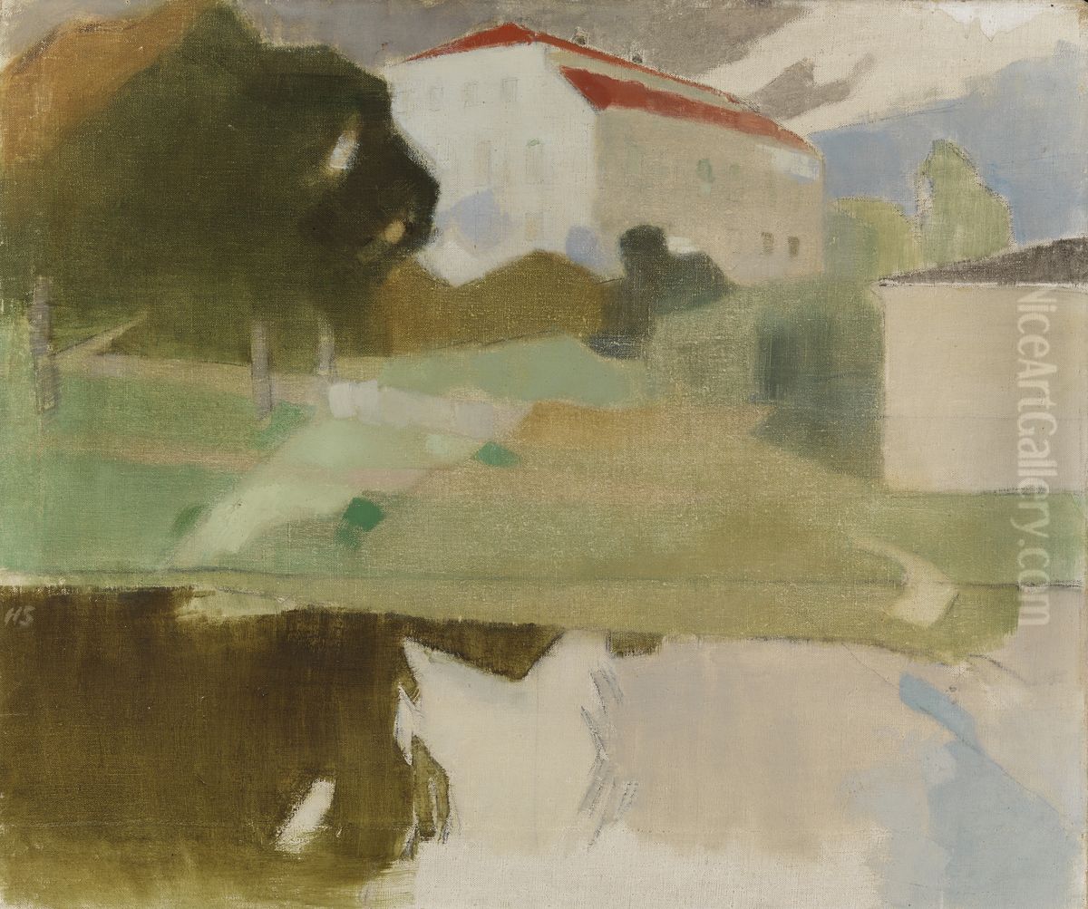 Sjundby gard Oil Painting by Helene Schjerfbeck