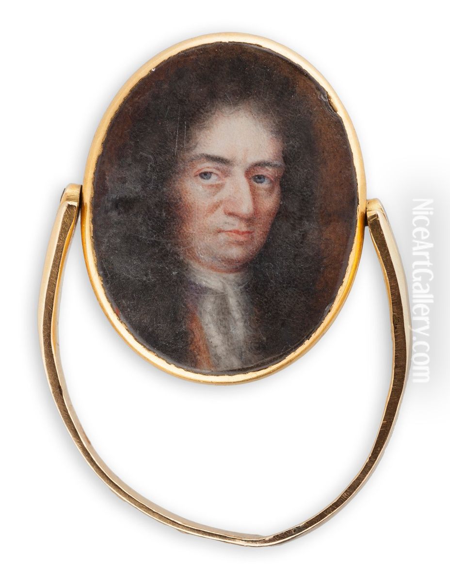 Kaksi miesmuotokuvaa kehystetty kantasormukseen Oil Painting by Elias Brenner
