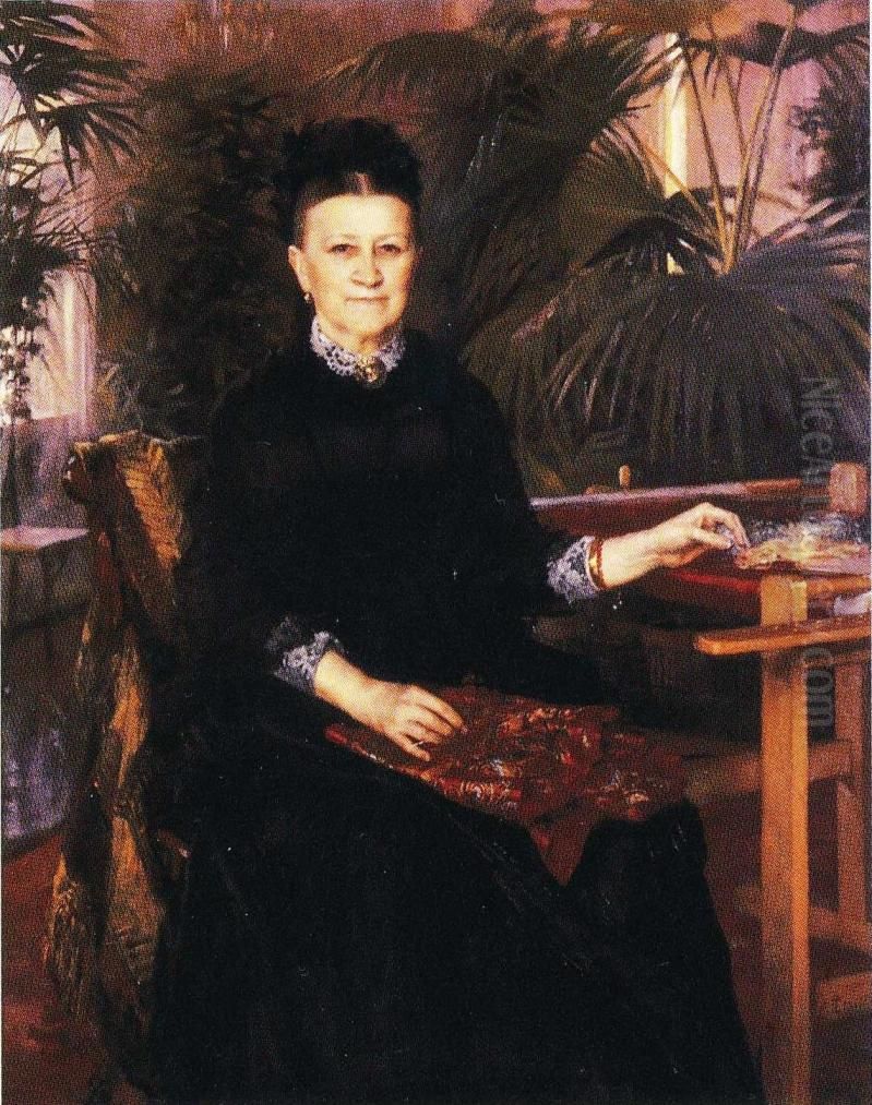 Portrait of Mrs. Anna Sinebrychoff Oil Painting by Albert Edelfelt