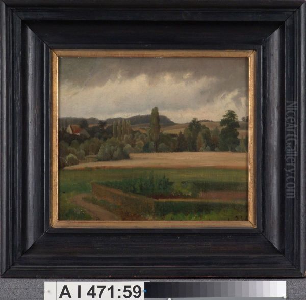 Landscape from Grafenberg ; Study Oil Painting by Werner Holmberg