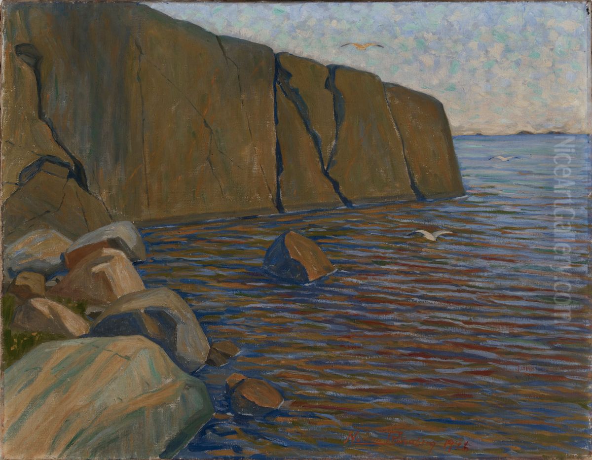 Rocky Shore Cliffs Oil Painting by Hanna Ronnberg