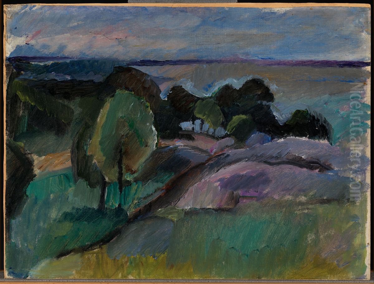 Landscape from Korkeasaari Oil Painting by Valle Rosenberg