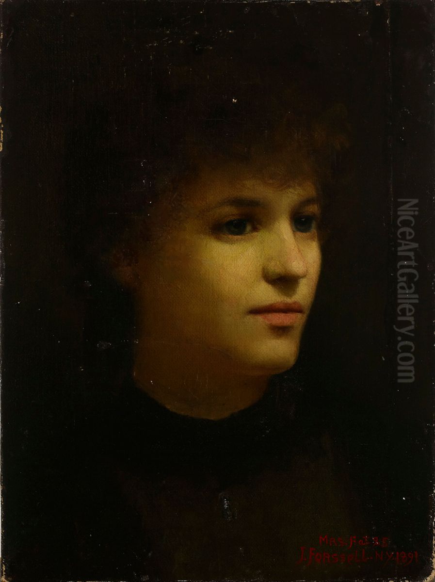 Portratt av konstnarens hustru Oil Painting by Juho Forsell