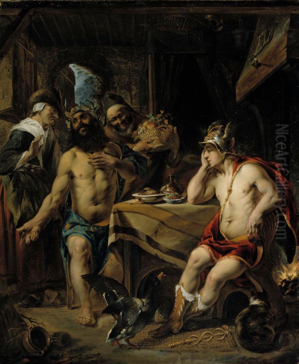 Jupiter and Mercury visiting Filemon and Baucis Oil Painting by Jan van Noordt
