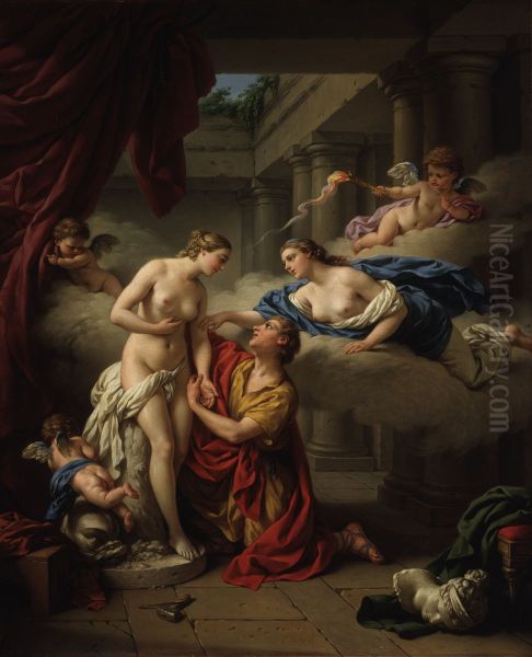 Pygmalion med sin staty Oil Painting by Louis-Jean-Francois Lagrenee
