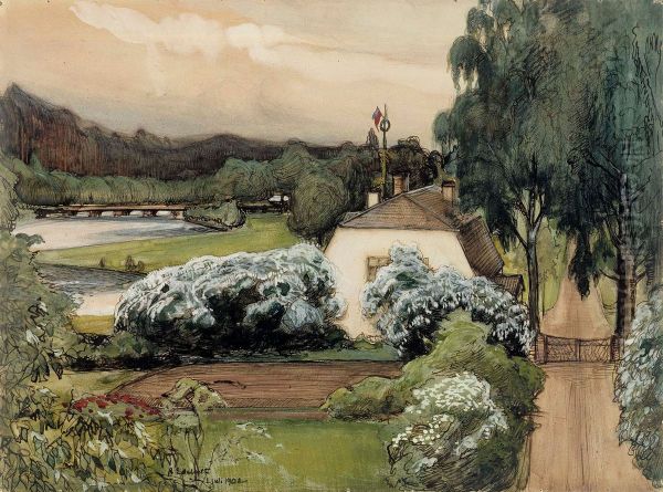 The Foreman's House at the Saari Manor Oil Painting by Albert Edelfelt