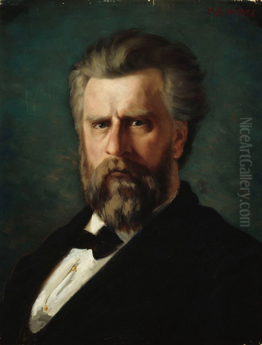 Portratt av skulptor C. E. Sjostrand Oil Painting by Hilda Granstedt