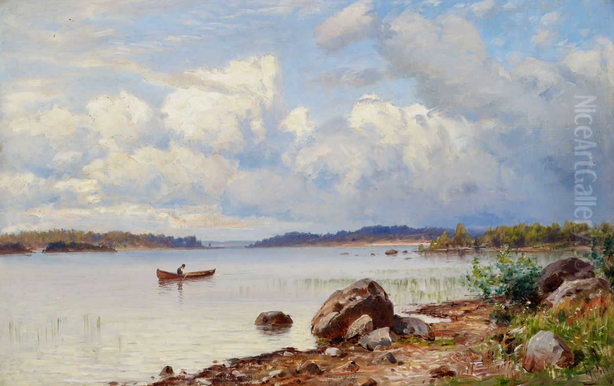 Lakeside Landscape from Tavastia Oil Painting by Hjalmar Munsterhjelm