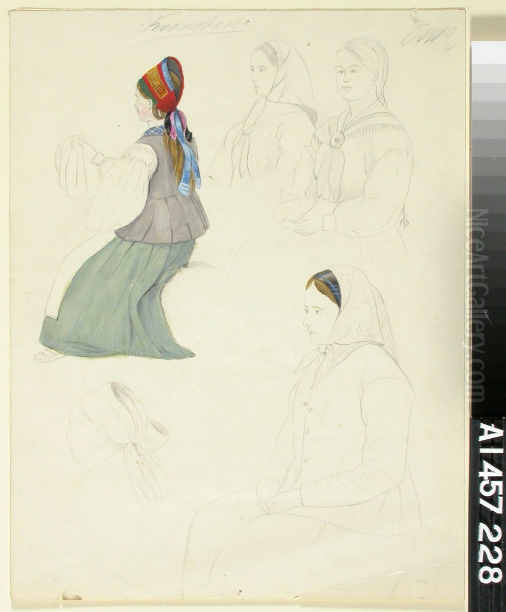 Talonpoikaisnaisia Kronoborgista Oil Painting by Robert Wilhelm Ekman