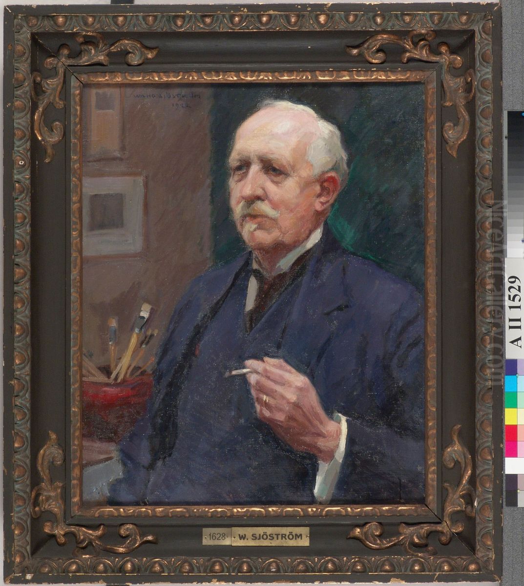 Portratt av artisten Woldemar Toppelius Oil Painting by Vilho Sjostrom