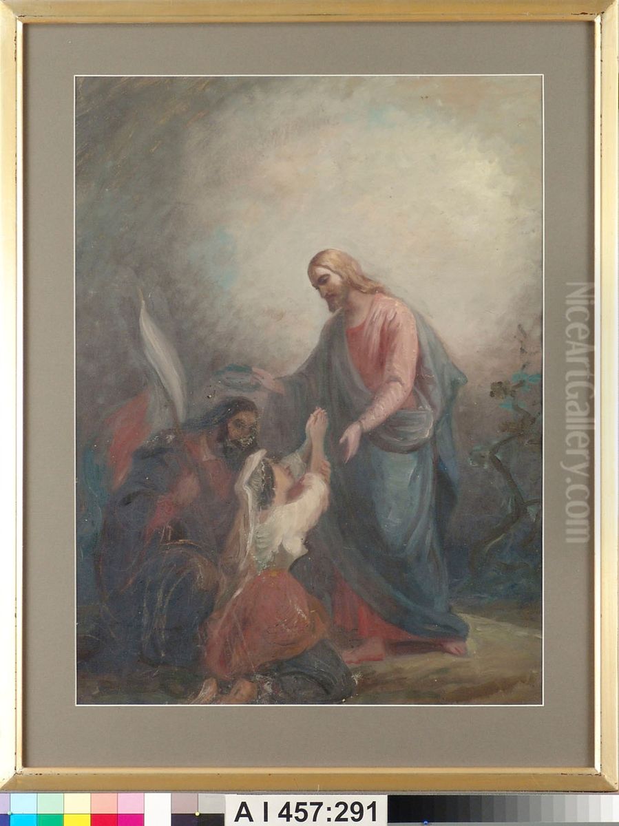 Garibaldi johdattaa Italian Kristuksen siunattavaksi Oil Painting by Robert Wilhelm Ekman