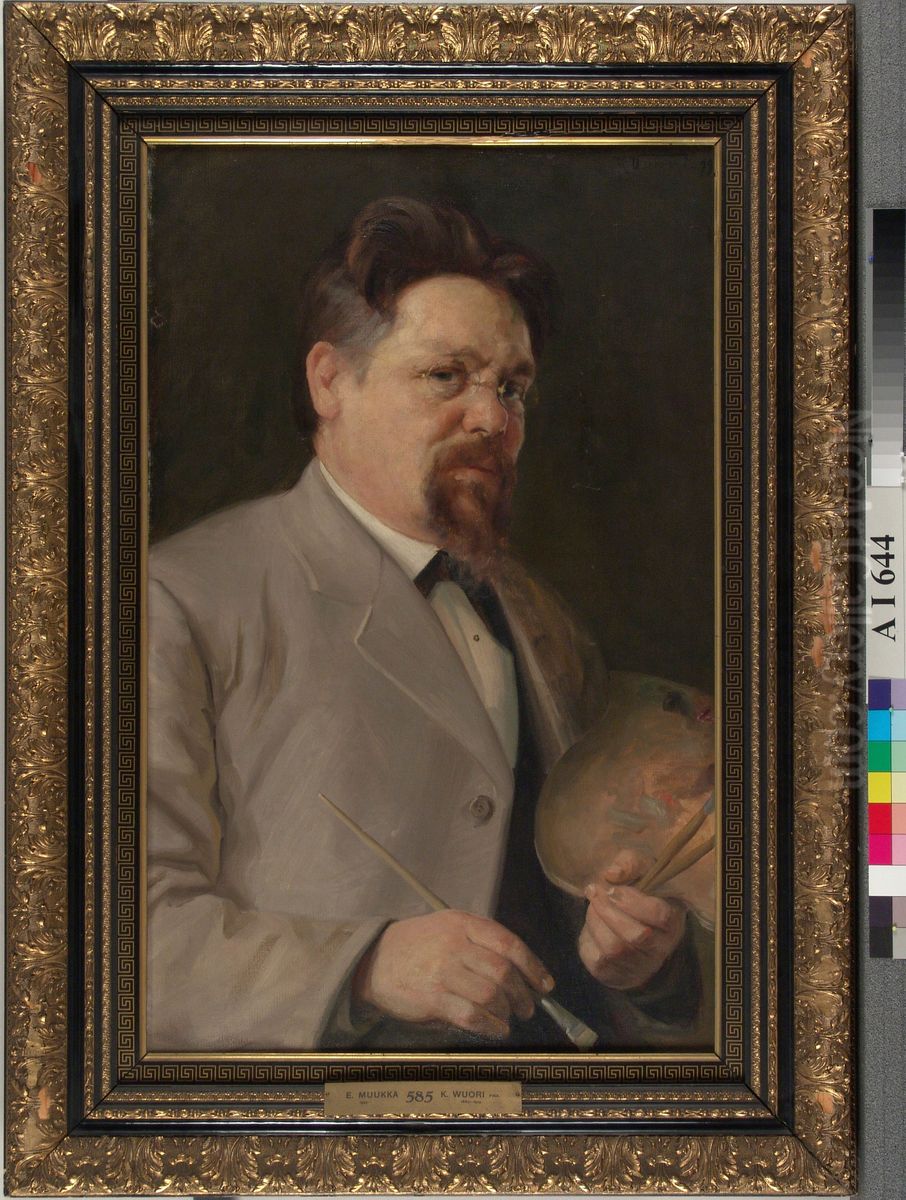 Portratt av malaren Elias Muukka Oil Painting by Kaarlo Vuori