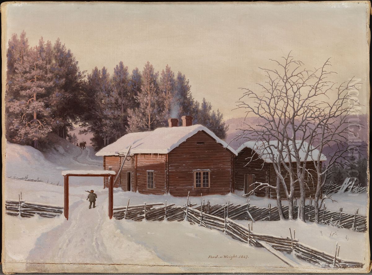 Winter Landscape at Sunset Oil Painting by Ferdinand von Wright