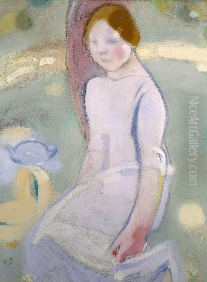 Under the Linden Oil Painting by Helene Schjerfbeck