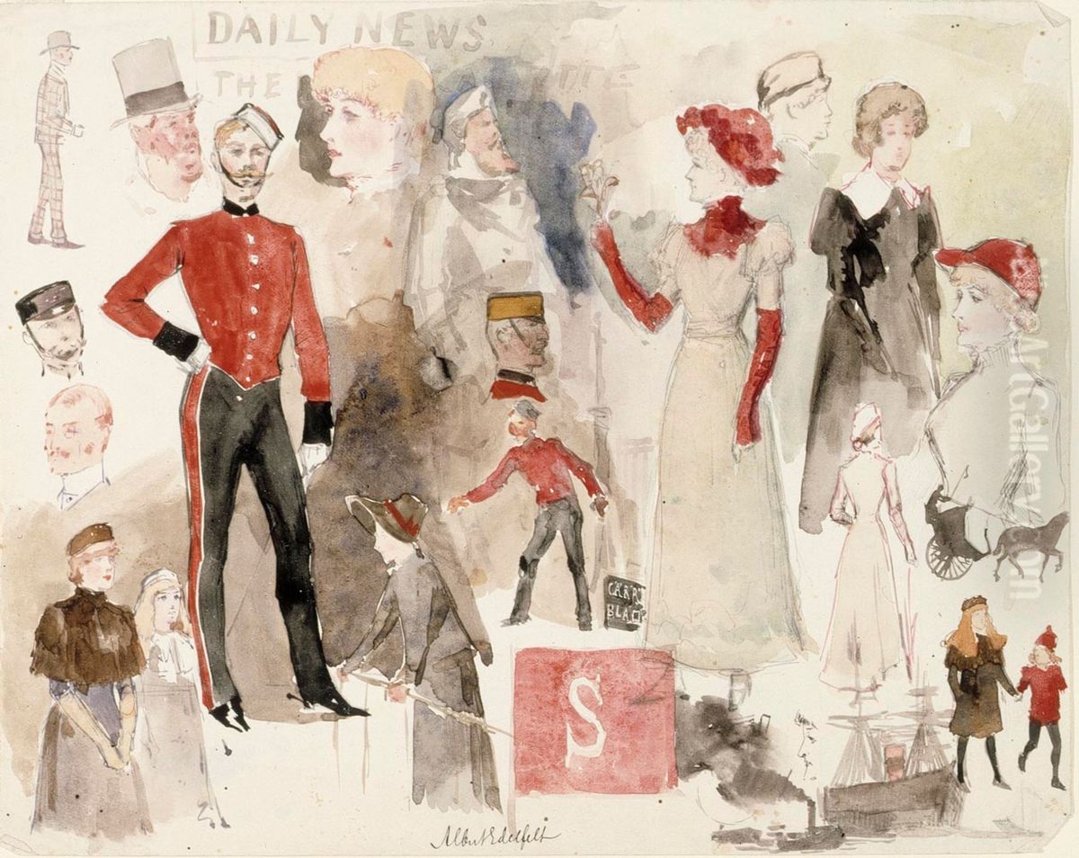 Henkiloharjoitelmia Englannista Oil Painting by Albert Edelfelt