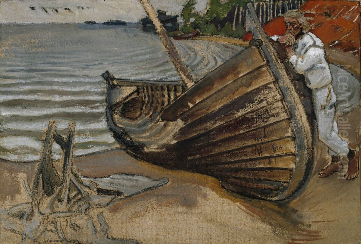 The Lamenting Boat Oil Painting by Akseli Valdemar Gallen-Kallela