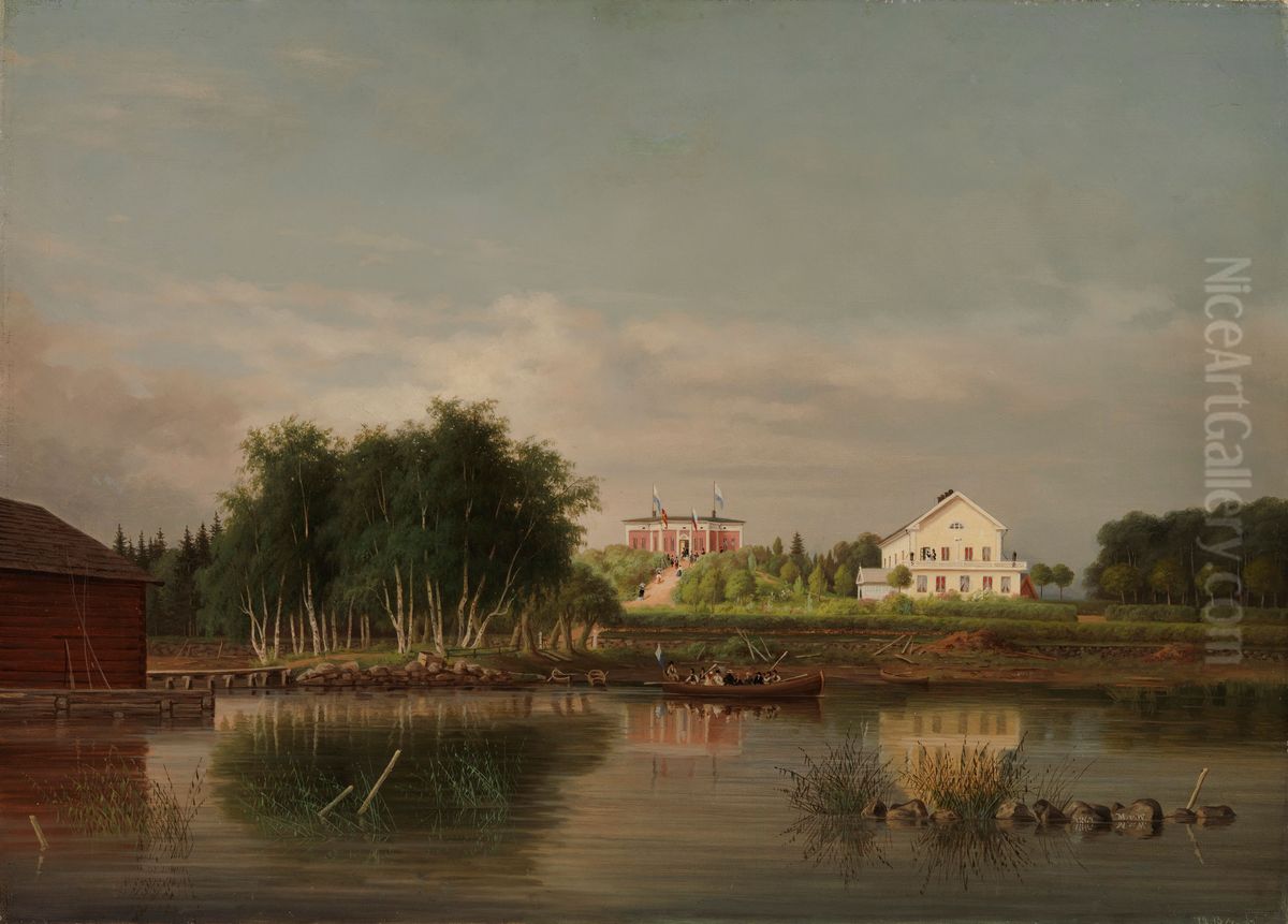 Honkolan kartano Urjalassa Oil Painting by Magnus Von Wright