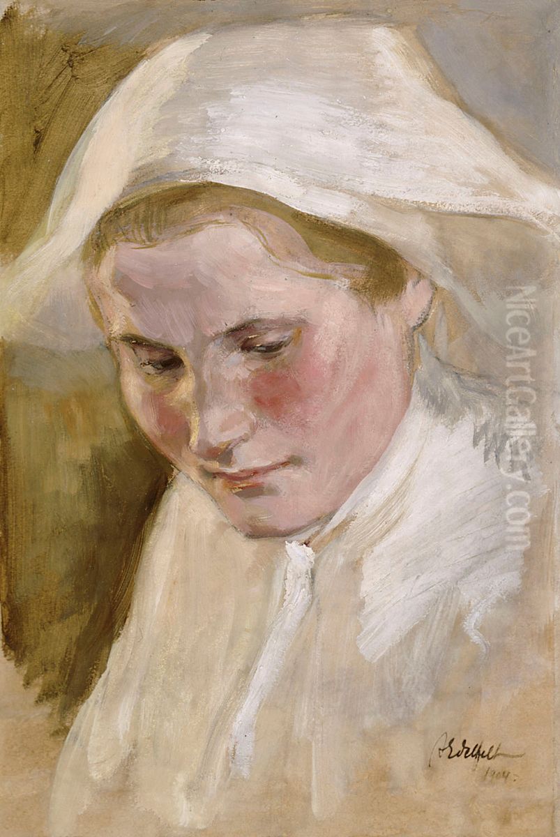Naisen paa, harjoitelma Pietari Brahe-sarjan lopullista luonnosta varten Oil Painting by Albert Edelfelt
