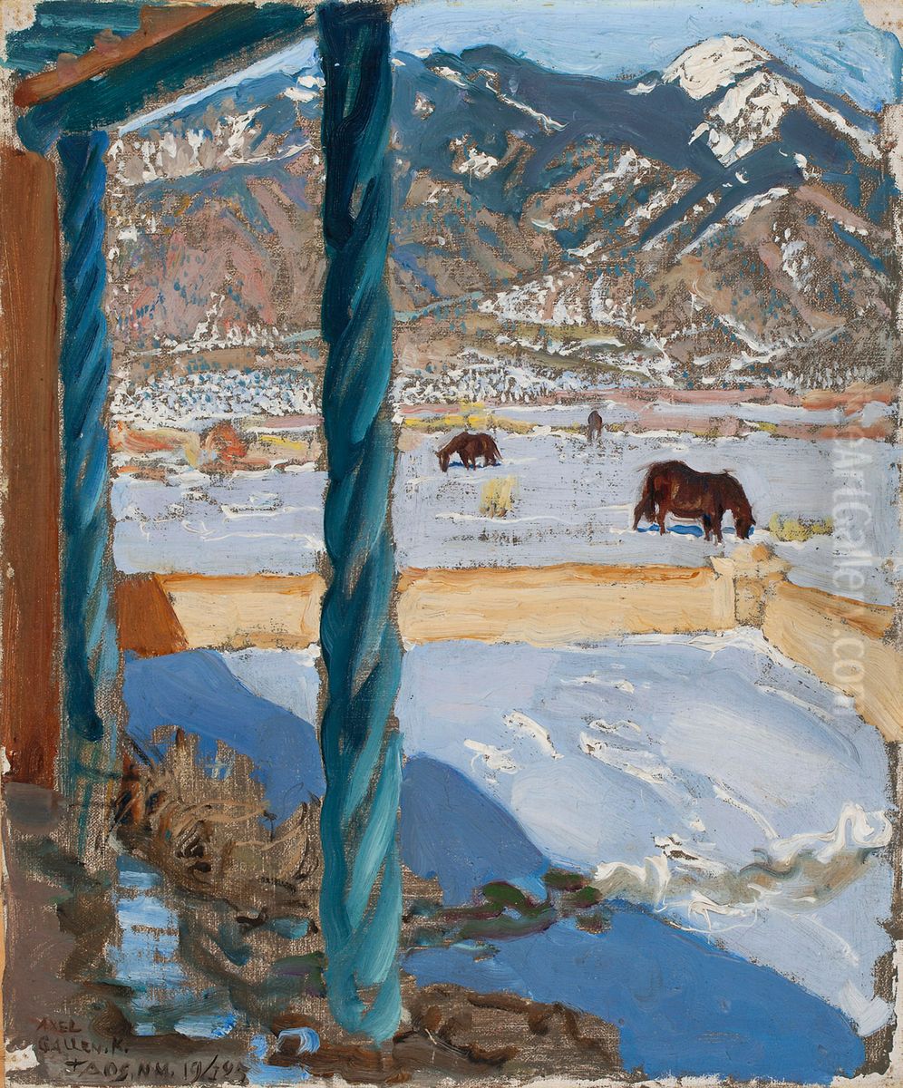 TaosHome in Sunlight Oil Painting by Akseli Valdemar Gallen-Kallela