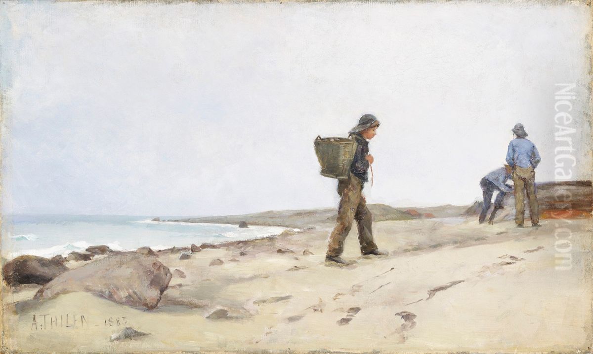 Oyster Pickers Oil Painting by Ada Thilen