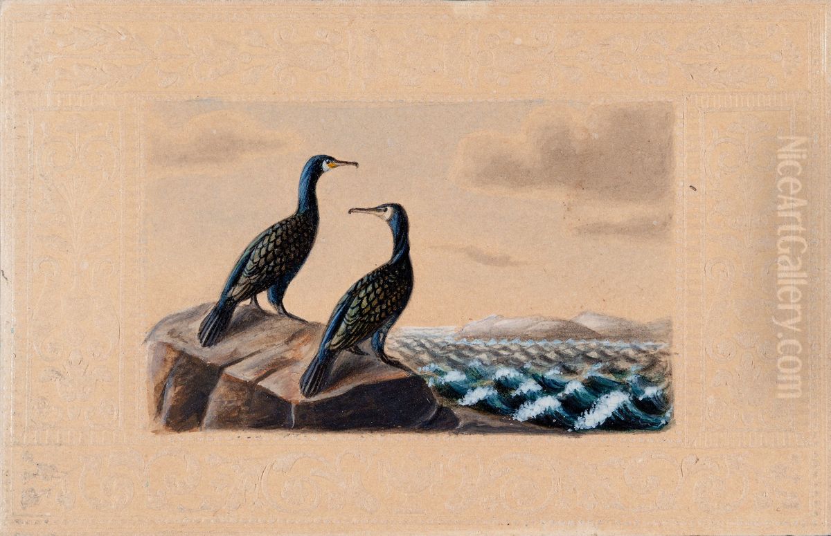Two Great Cormorants Oil Painting by Ferdinand von Wright