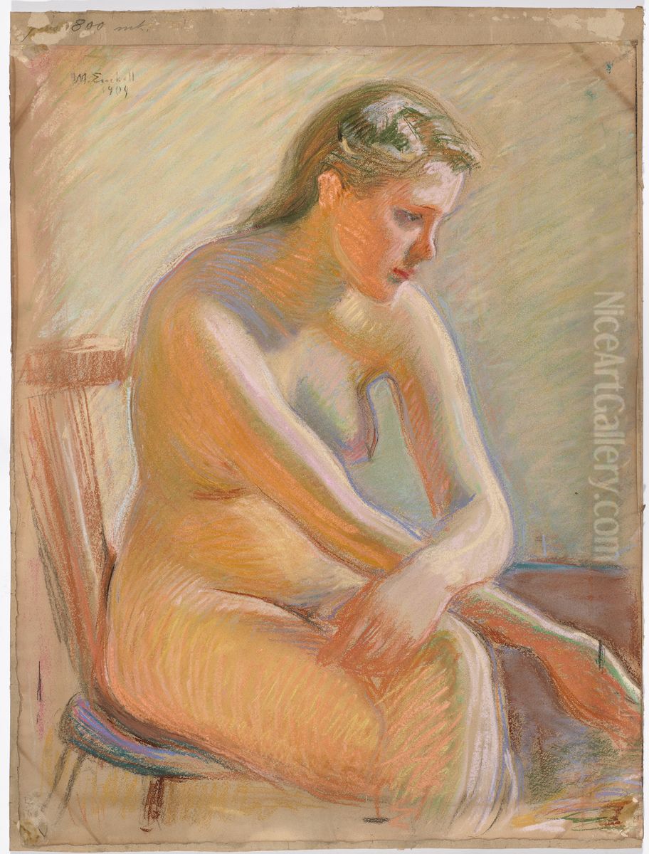 Naken modell Oil Painting by Magnus Enckell