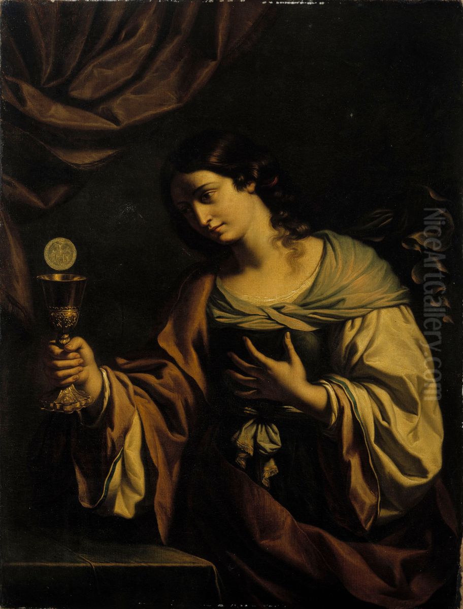 An allegory of faith (St. Clare) Oil Painting by Ivan Akimov