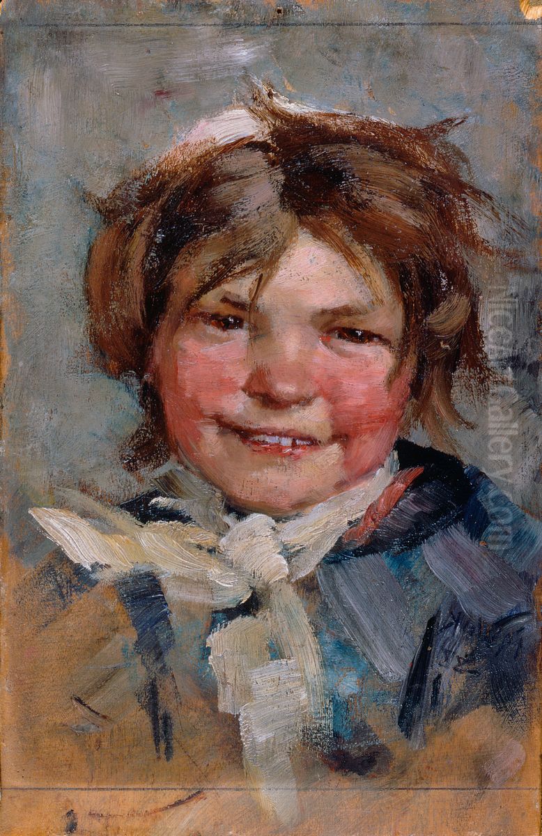 Laughing Girl Oil Painting by Maria Wiik