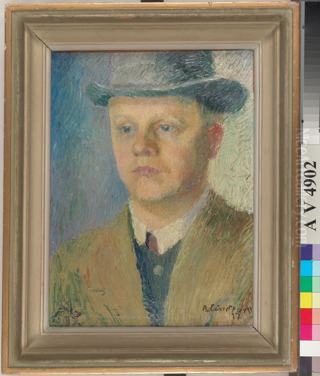 Portrait of a Man (Martti Lindforss, Artist's Brother) Oil Painting by Anton Lindforss