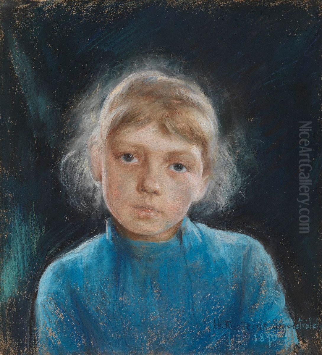 Flickhuvud Oil Painting by Hanna Frosterus-Segerstrale Flickhuvud Oil Painting by Hanna Frosterus-Segerstrale