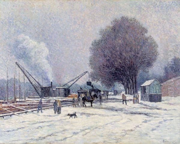 The Boulogne Embankment Oil Painting by Maximilien Luce