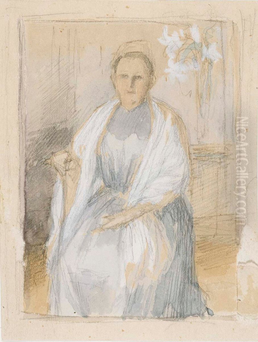 Portrait of Mrs. Anna Sinebrychoff, Sketch Oil Painting by Albert Edelfelt