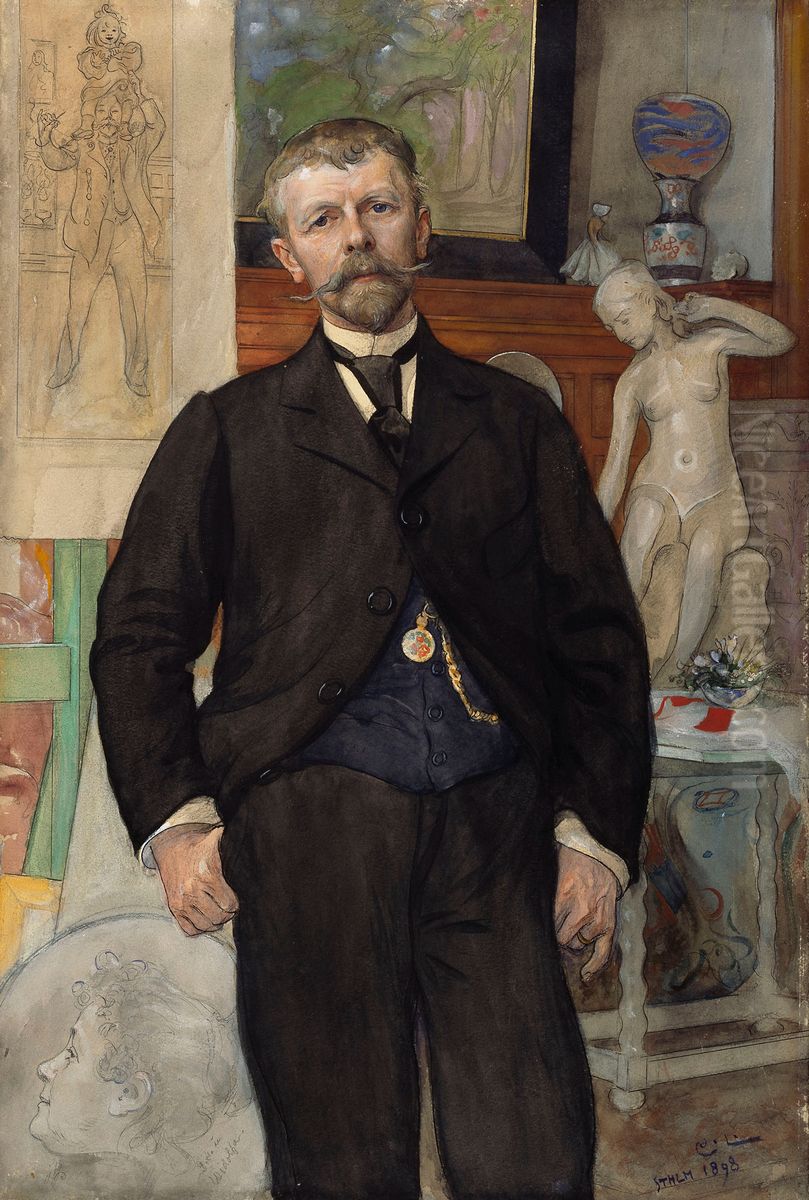 Portrait of the Architect Jac. Ahrenberg Oil Painting by Carl Larsson