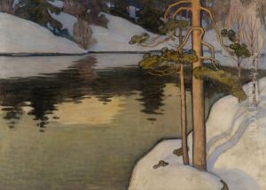 Lake with Snow on the Shore
